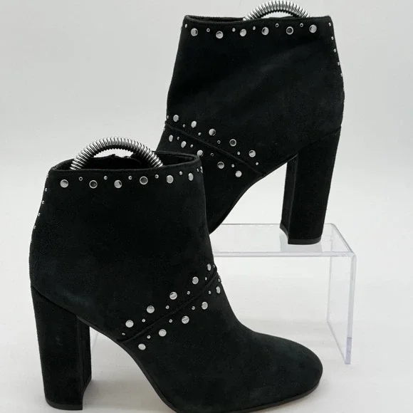 Sam Edelman Womens Black Leather Suede Zip Up Studded Chandler Ankle Boots 6.5 M
