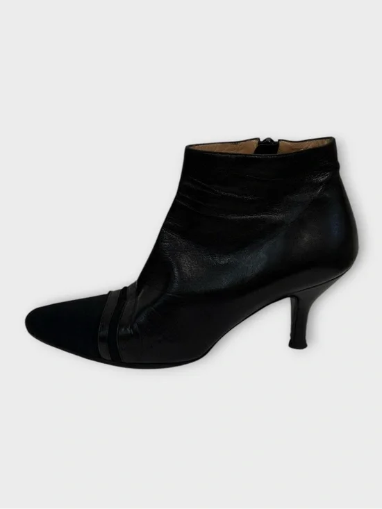 Sonia Rykiel Black Leather Pointed-Toe Ankle Booties