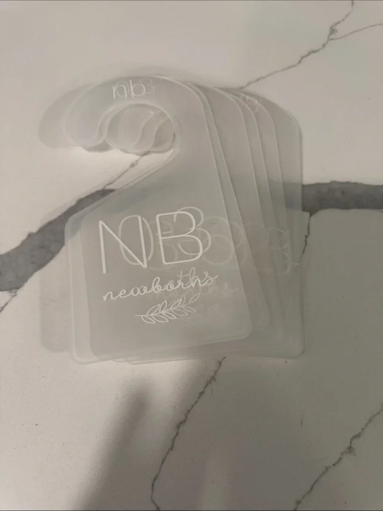 Clear Plastic Hanger Tags - White Logo