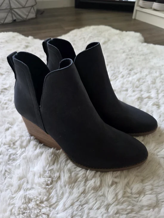 Women’s Charcoal Ankle Booties with Stacked Heel