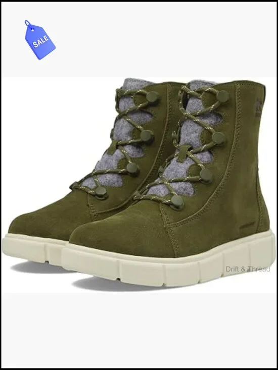 Waterproof Suede Ankle Boots for Women Winter Lace Up Fleece Lined