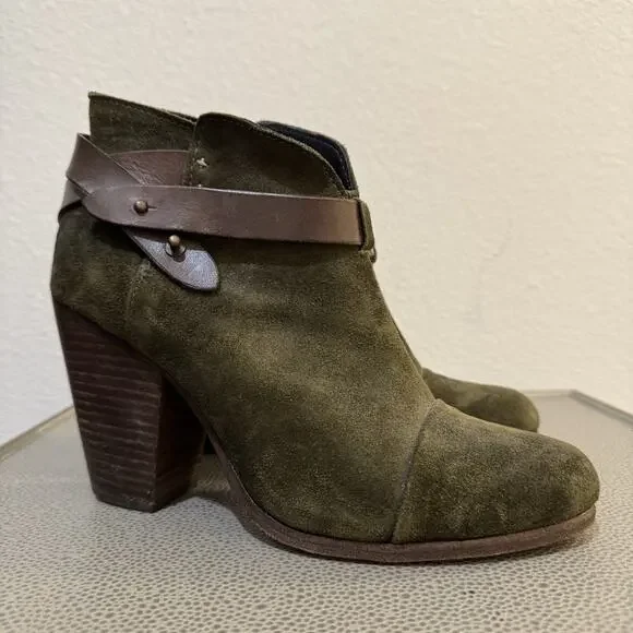 Rag & Bone Ankle Boots Womens Shoes size EU40 Harrow Green Suede Leather Booties
