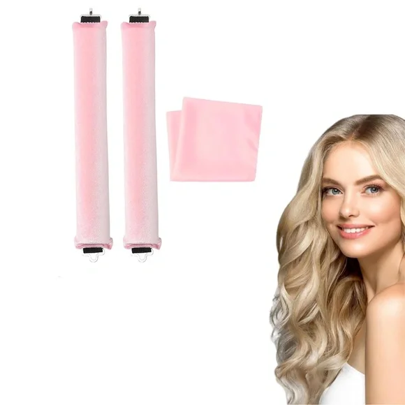 Heatless Hair Curler Rods Set 2Pcs Velvet Foam Hair Rollers and Satin Hair Scarf