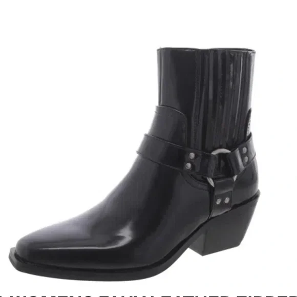 STEVE MADDEN Susanna Womens Faux Leather Zip Booties black size 7 Moto snip toe