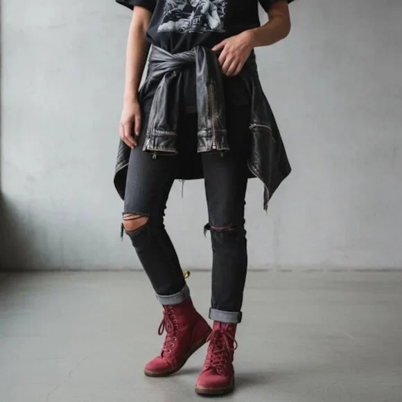 Dr. Martens Stratford Canvas Plaid Lined Boots