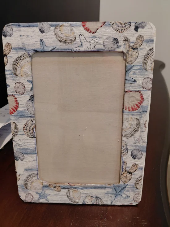 Coastal Seashell Decorative Picture Frame - Blue and Cream