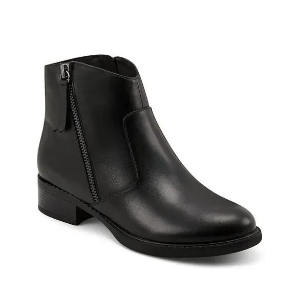Easy Spirit Womens 10 M Black Lacy Leather Double Zipper Ankle Booties NIB OL7