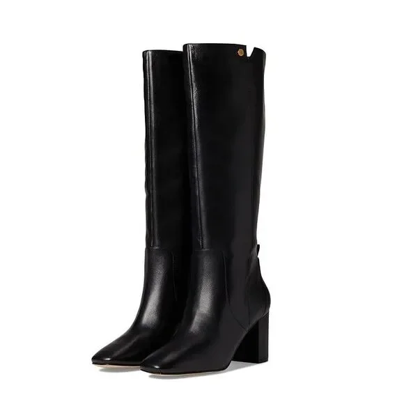 Cole Haan Womens 9.5 B Black Leather Chrystie Block Heel Riding Boots NIB OJ8