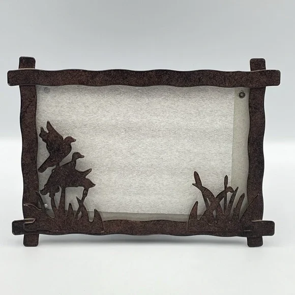 Rustic Metal Duck Silhouette 4x6 Picture Frame Lodge Cabin Decor Hunting Country
