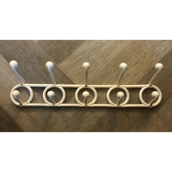 Vintage MCM YAFFA Wall Hooks Towel Hat Coat Rack Do Re Mi White