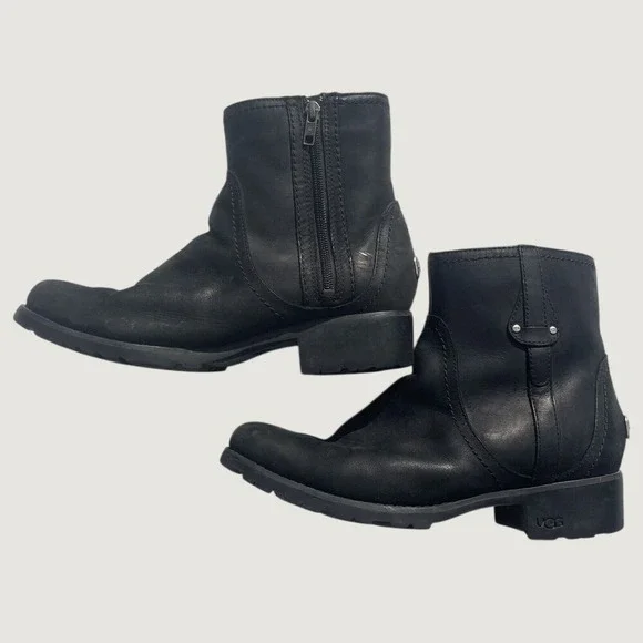 Ugg Australia Blakely Winter‎ Ankle Boots Womens Size 9.5 Black Fur Shoes