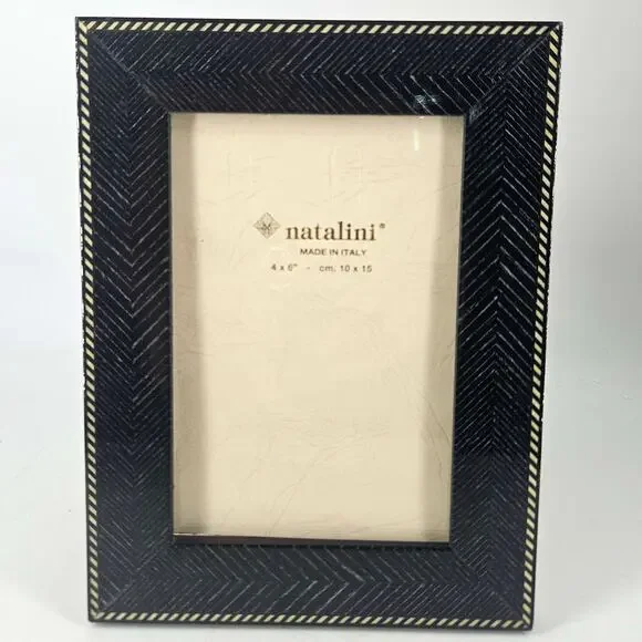 Natalini Wood mother black cream Photo Picture Frame Made in Italy 4X6