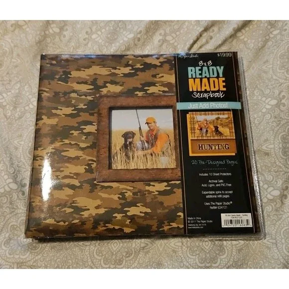 The Paper Studio 8x8 Hunting Theme Ready Made Scrapbook Photo Album 20 Pages NIP