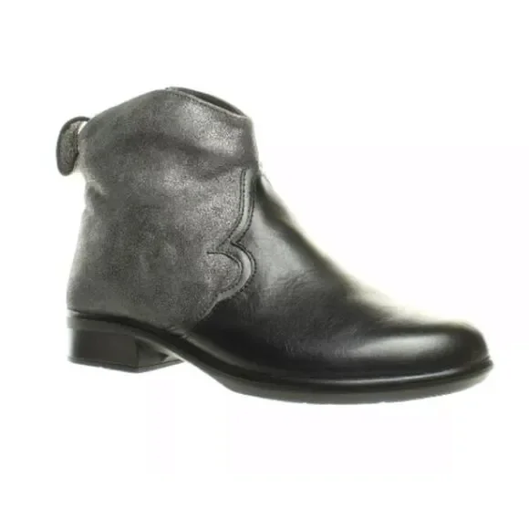 NAOT | Sirocco Black & Gray Metallic Leather Ankle Boots Booties Women’s Size 41