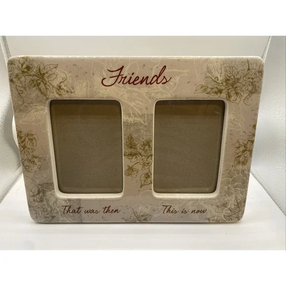 PICTURE FRAME-Friends-THAT WAS THEN-THIS IS NOW-2 PHOTO FRAME-POWDER BLUE WHITE
