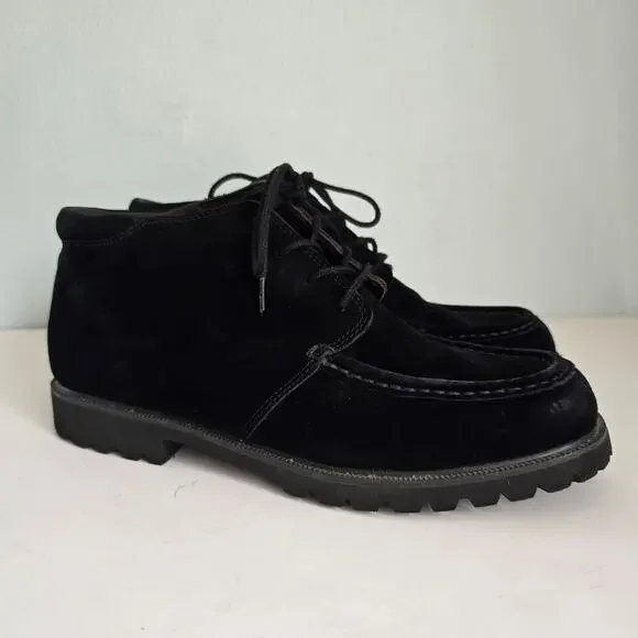Vintage L.L. Bean Fieldstone Suede Chukka Boots Women's 9M Black Classic Casual