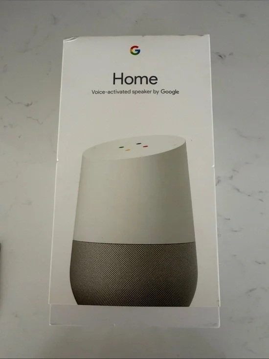 google Home Smart Speaker in White and Gray