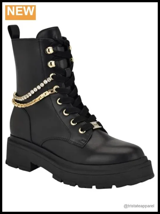Nine West Hughes Lace-Up Faux Leather Ankle Booties Women's