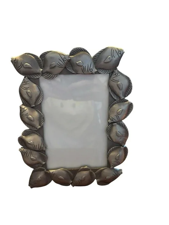 Pewter Fish Themed Tabletop Photo Frame Fishing Angler Lodge Decor Fishermen