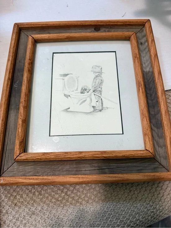 Kim Reinmuth Western Cowboy Horse Art Barnwood Oak Frame Montana