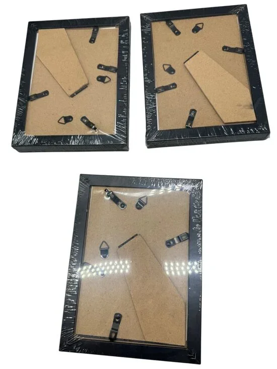 Set Of 6 Black Picture Frames With Easel Back 5x7 Inch New in Package READ