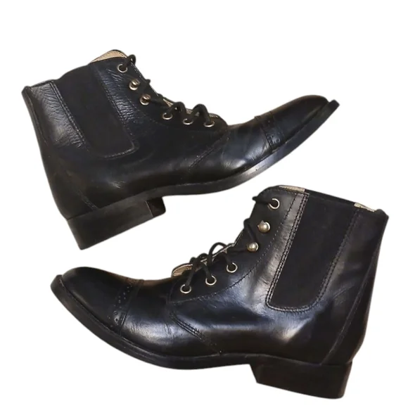 Black Lace-Up Ankle Boots Women's Size 6 Black Booties