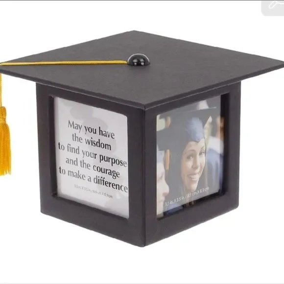 At Home 4-Sided Top Open Graduation Cap Photo Frame with Tassel