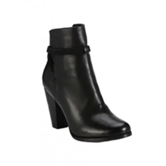 Joie Black Leather Ankle Booties Block Heel Size 38.5 (US 8.5)