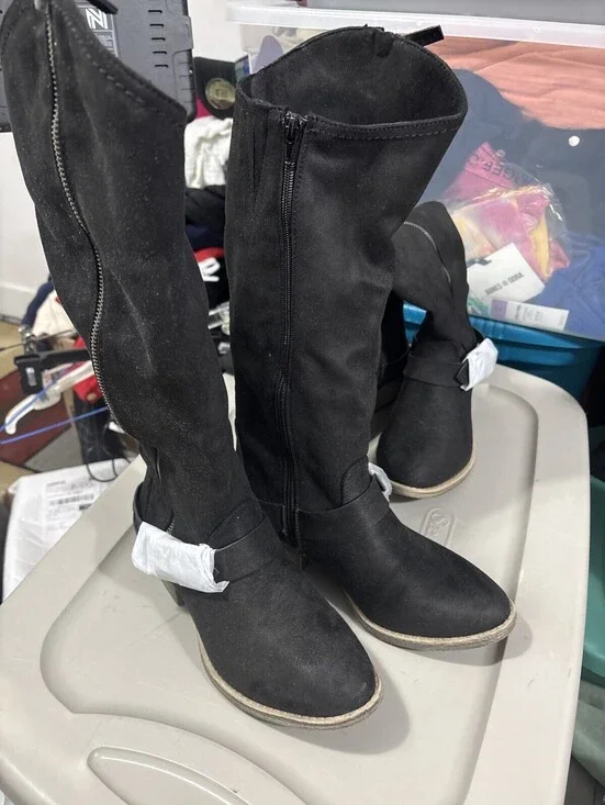Very G Merlot Knee High Rising Books Black New Sz 7 New