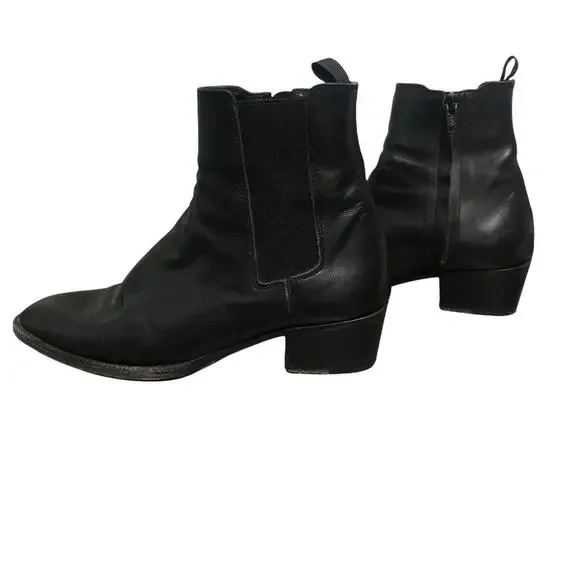 More Than Yesterday Women's Black Leather Heeled Bootie SIZE 37 / US 6.5