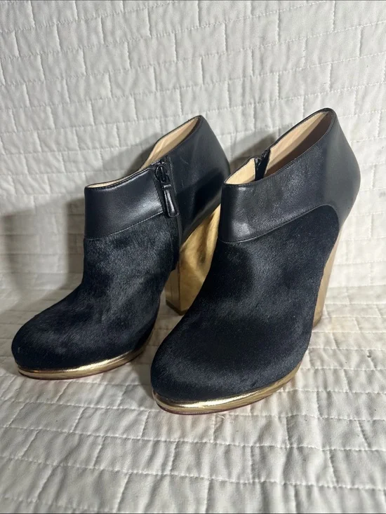 Cole Haan Sophie leather and genuine calf hair booties