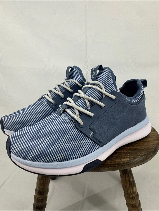 Kuru Womens Atom Sneakers w/ White Blue Zig Zag Pattern, sz 9 W, Missing Insoles