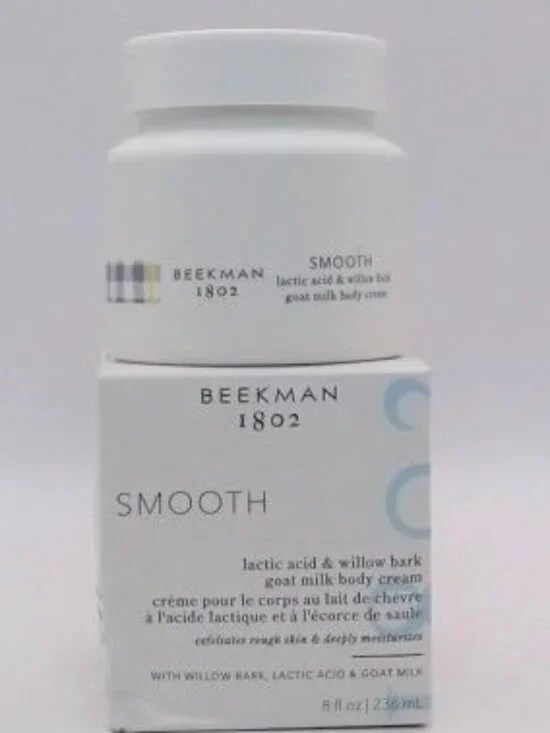 Beekman 1802 SMOOTH lactic acid & willow bark goat milk body cream 8 fl oz, BNIB