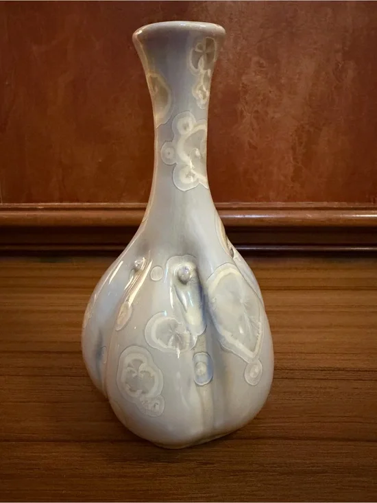 Vintage Crystalline Glaze Art Pottery Bud Vase Garlic Bulb Shape 7
