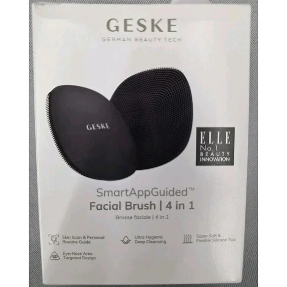 New GESKE 4-in-1 Black Facial Brush SmartAppGuided Cleaner Massager GK000125GY01