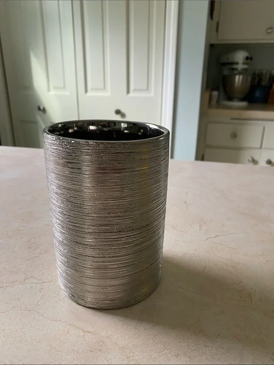 Metallic Silver Textured Cylinder Vase