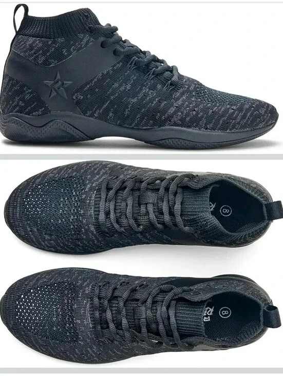 Rebel Revolution Black Cheer Knit Fabric Athletic Shoes Wmn Size 38 US 7 Lace Up