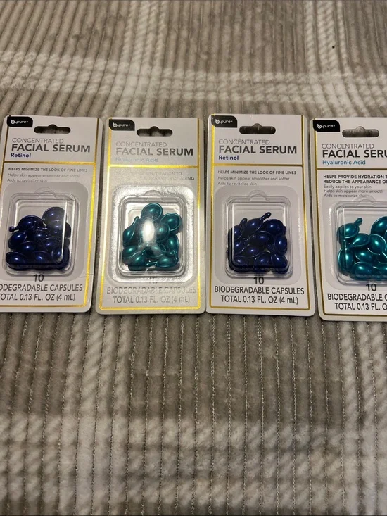 Concentrated Facial Serum Capsules - Retinol & Hyaluronic Acid, Blue/Teal