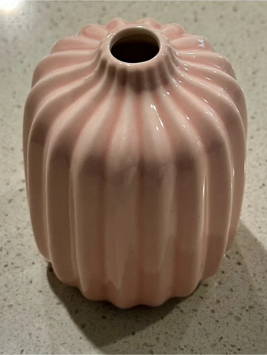 Pink Ceramic Ribbed Bud Vase - Unbranded