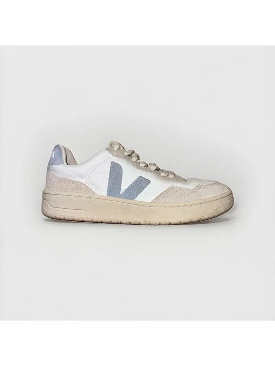 Veja V 90 Leather Suede White Light Grey Sneakers Women’s 8 EU 39 Casual Shoes