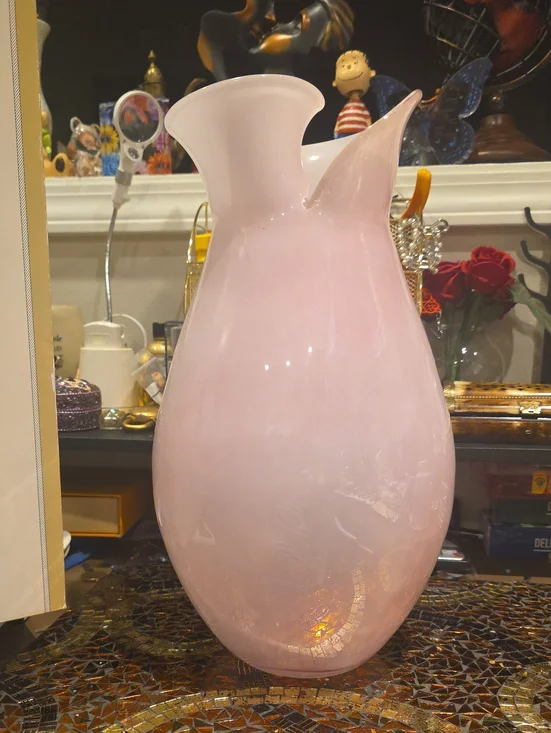 Soft Pink Art Glass Vase — Decorative Home Accent