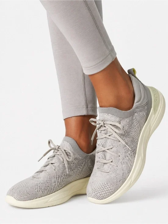 Sorel Women Light Gray Knit Lace-Up Athletic Sneakers Size 10.5