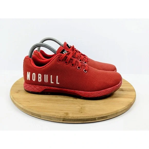 NOBULL Outwork Trainers Womans 7.5 Red White Training Shoes Sneakers Gym Workout