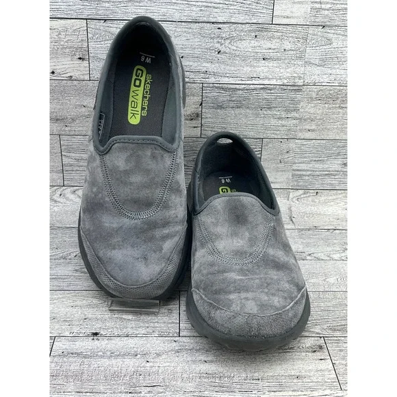 Skechers Go Walk Women's Gray‎ Suede Slip On Comfort Shoes Size 6 M