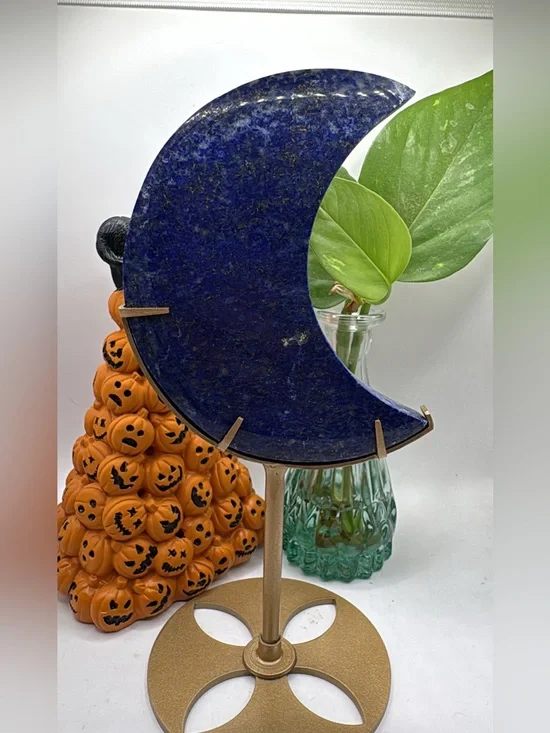 Lapis Crescent Moon Decorative Stone Accent - Unbranded