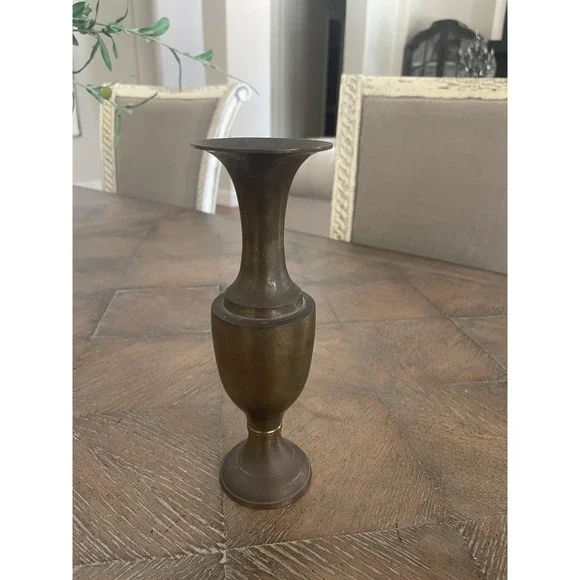Solid Brass Vase MCM Vintage Bud Vase 8