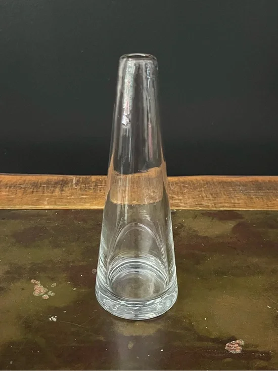 Hand Blown Clear Art Glass Conical Bud Vase Minimalist Art Glass 7