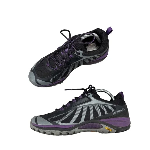 Merrell Sirens Edge 3 Trail Hiking Shoes Black Purple Mesh Waterproof Women's 9