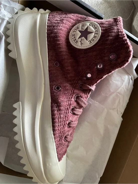 Converse high-top sneaker in deep burgundy with white platform