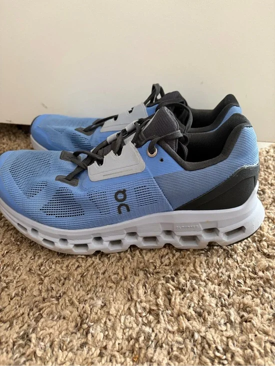 On Running Women’s CloudStratus Running Shoes in Light Blue and Black
